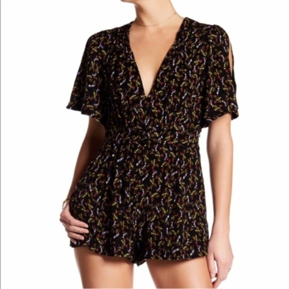 Free People 4 NWT Romper WITH FLAWS Black Floral